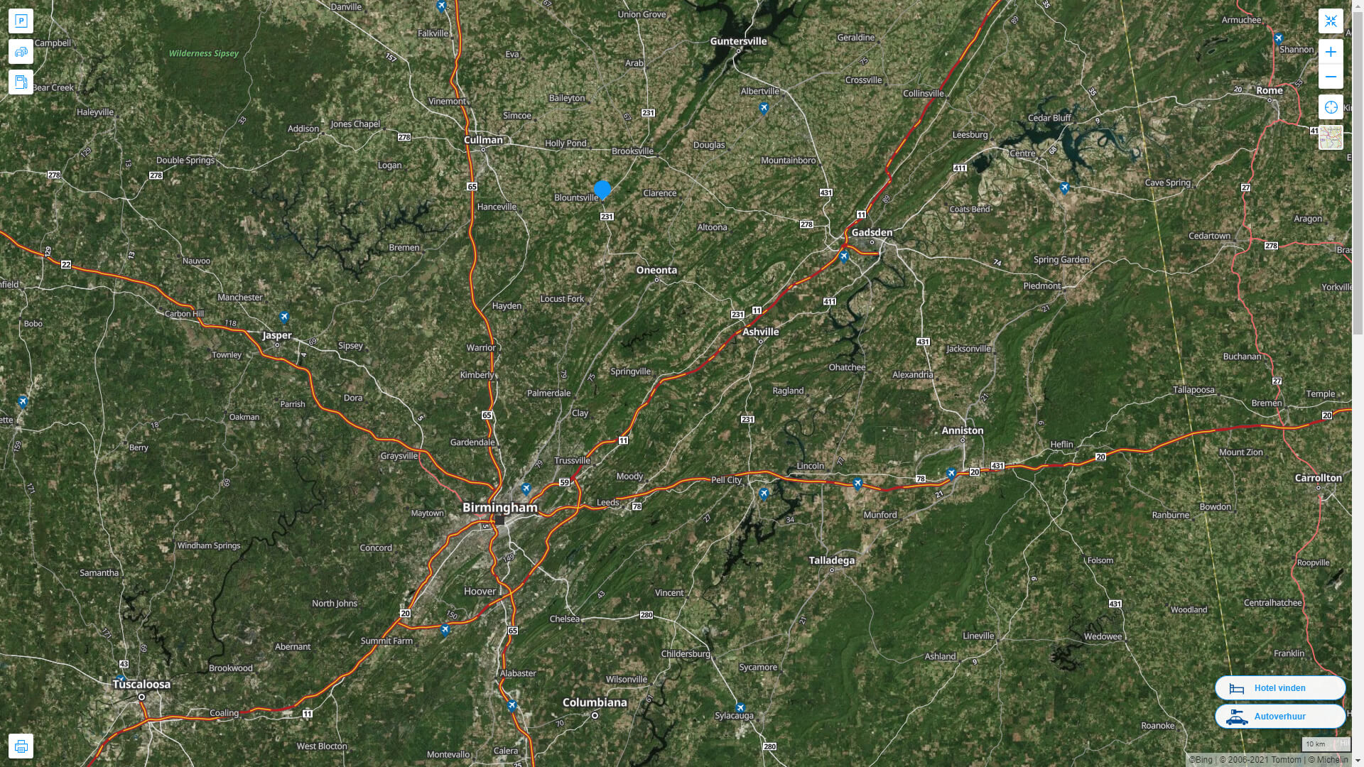 Main Road and Street Map of Blountsville in Alabama